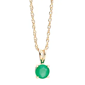 Bremer Jewelry 14K Yellow Gold Round Shape Emerald Solitaire Pendant with a 14K Yellow Gold Link Necklace (0.38ctw) Youth Set Timeless Pieces
