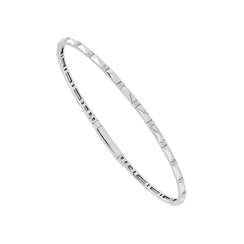 Bremer Jewelry Bangle Diamond Bracelet in 14K White Gold (.16ctw) Laser Cutouts Continuous Improvement