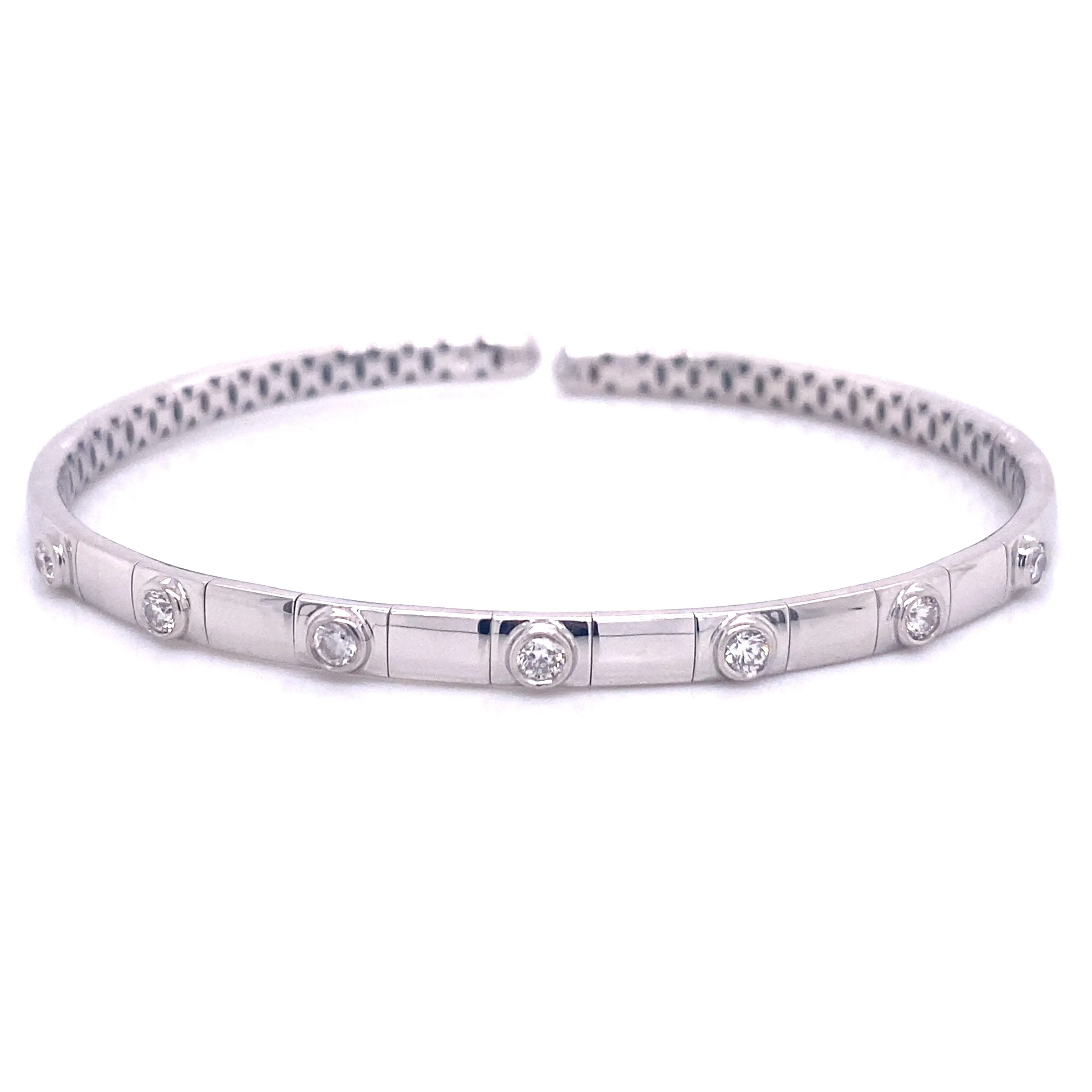Yoga Inspired Bremer Jewelry Bangle Diamond Bracelet in 18K White Gold (0.35ctw)