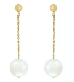 Delicate Form Bremer Jewelry Drop Freshwater Cultured Pearl Earrings in 14K Yellow Gold