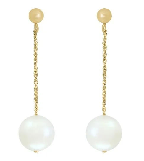 Delicate Form Bremer Jewelry Drop Freshwater Cultured Pearl Earrings in 14K Yellow Gold