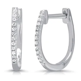 Trendy Spark Graceful Choice Bremer Jewelry Round Huggie Diamond Earrings in 14K White Gold (0.08ctw)