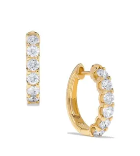 Bremer Jewelry Round Small Hoop Diamond Earrings in 14K Yellow Gold (xxxctw) Valentine Gift Style Detail