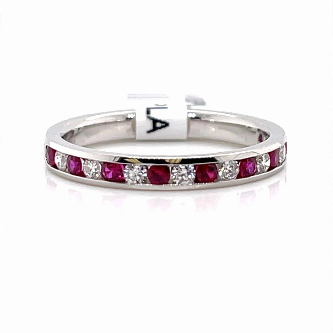 Bremer Jewelry Ruby and Diamond Channel Set Fashion Ring in Platinum (0.58ctw) Clean Vibe Any Season Look