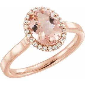 14K Rose Morganite & 1/8 CTW Diamond Ring Wonderful Piece Meaningful Craft
