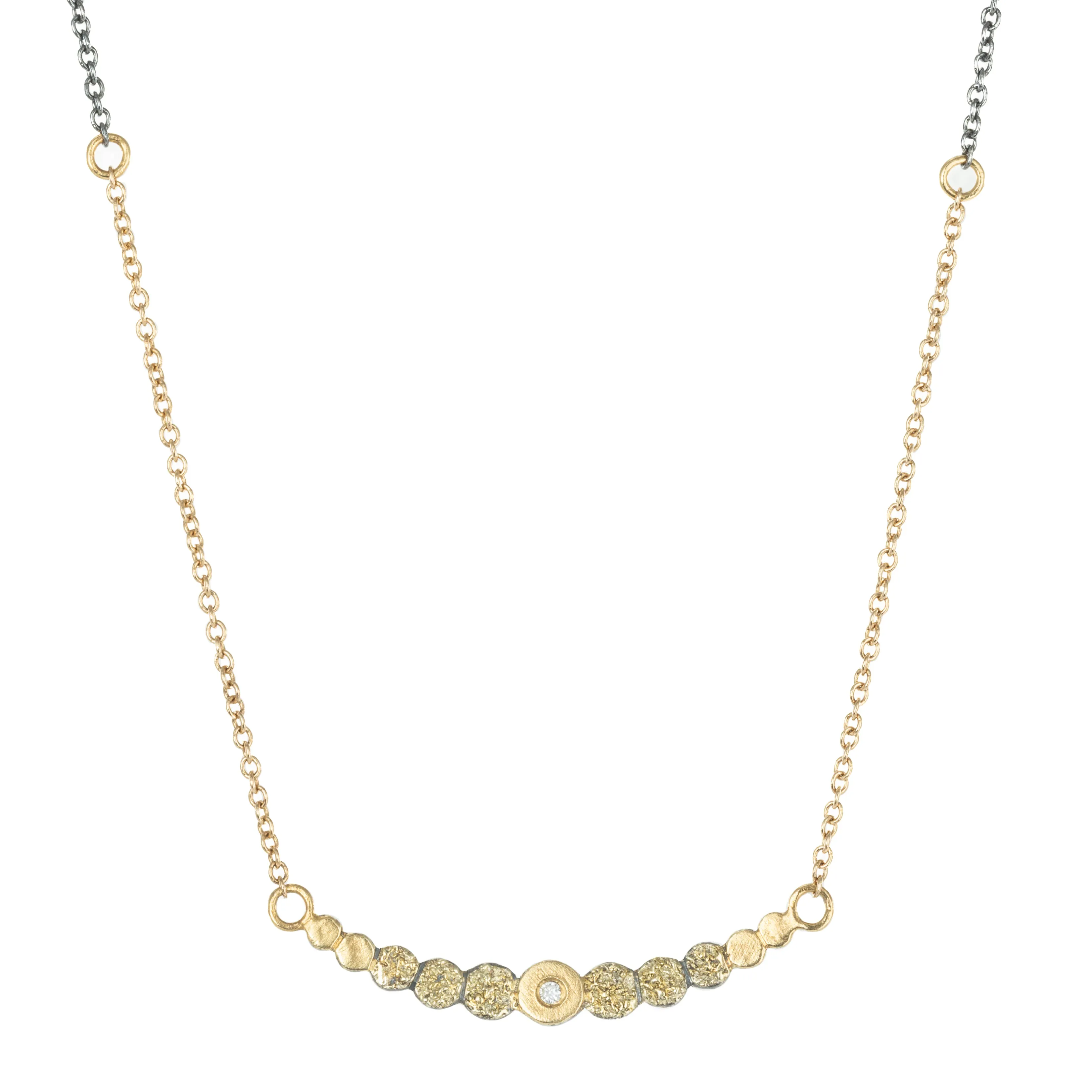 Runway Inspired Tiny Gold Dot Necklace - 22k/18k/14k Gold, Oxidized Silver   VS Diamond