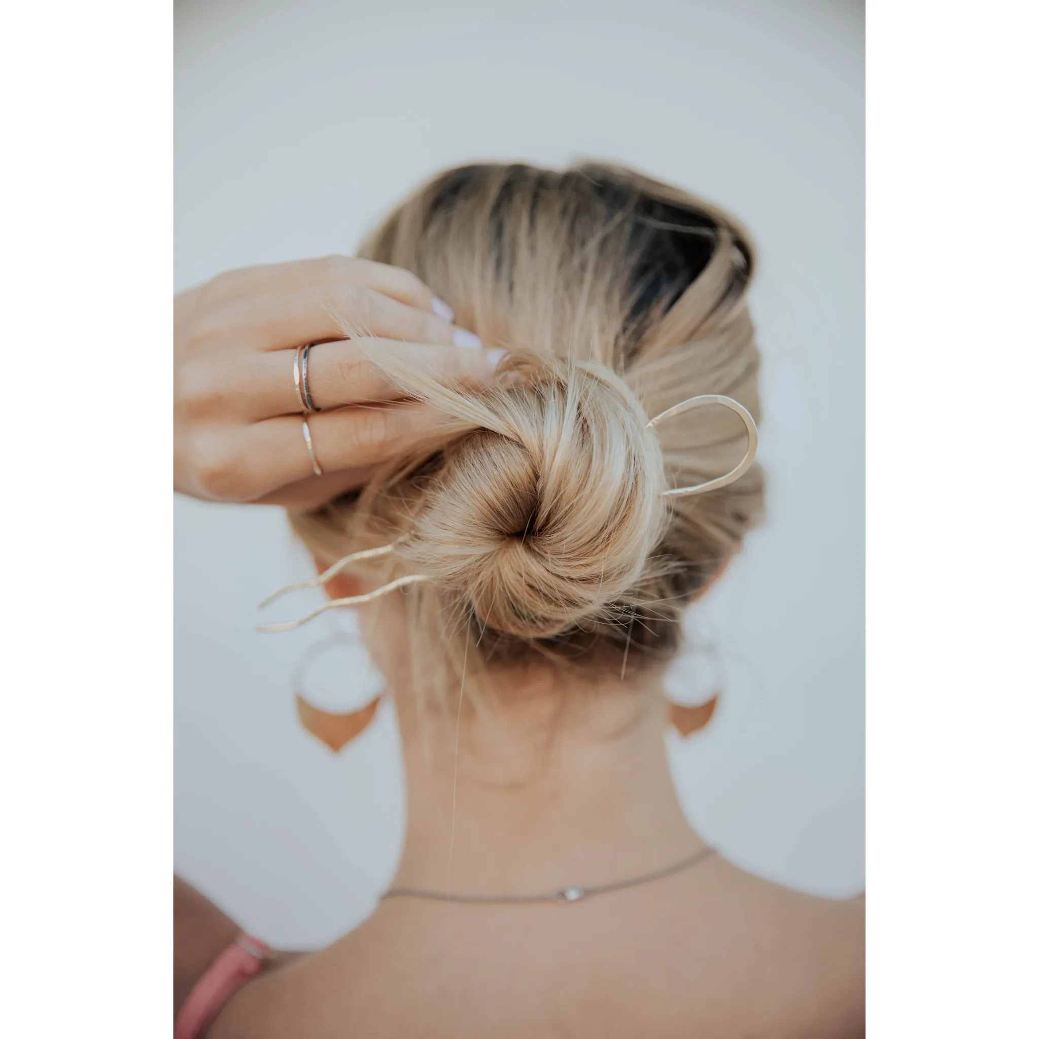 Timeless Shape Trendy Sparkle Hammered Brass Hair Pin