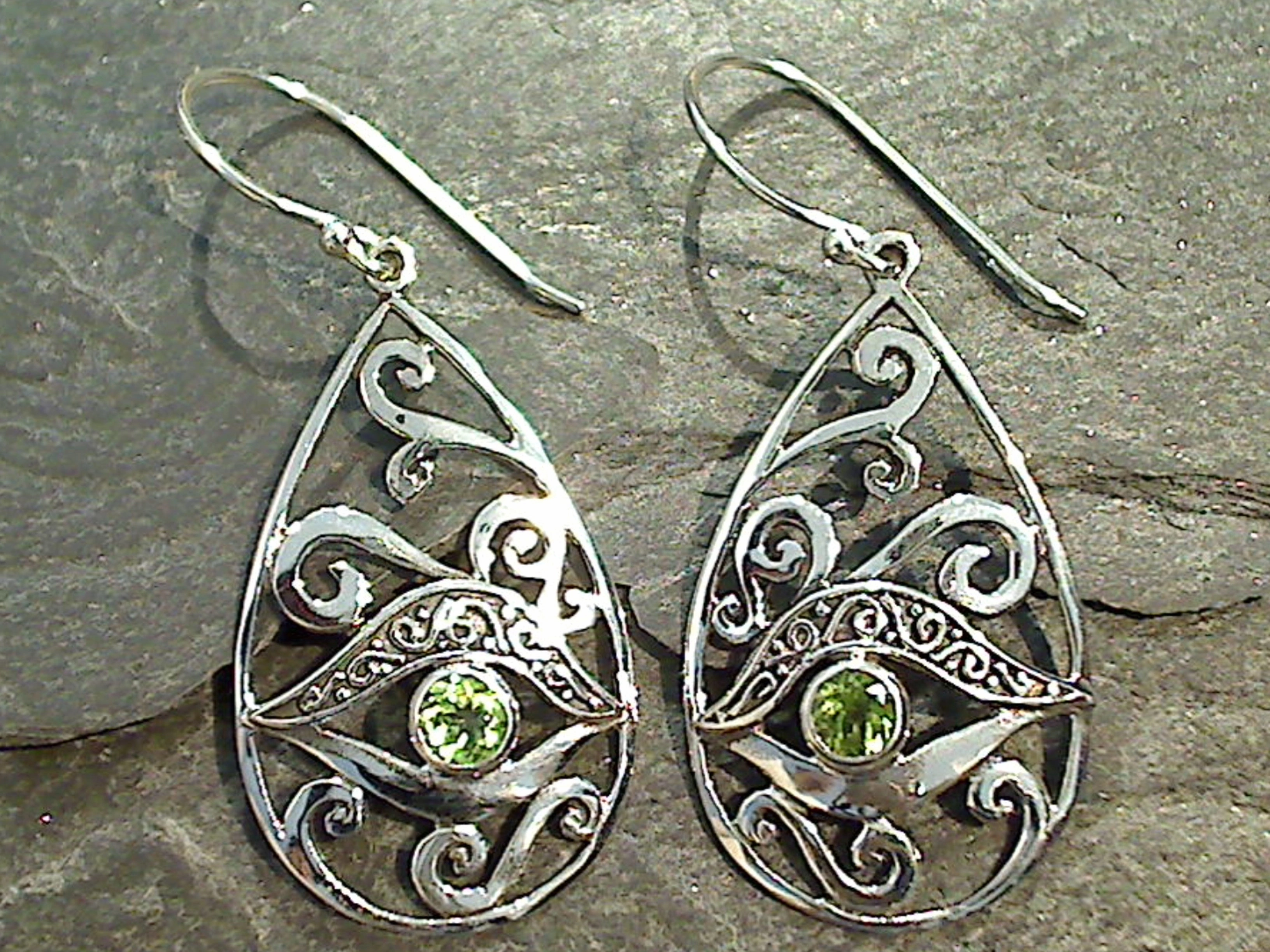 Peridot, Sterling Silver Earrings Sparkling Decor Modern Accent