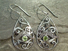 Peridot, Sterling Silver Earrings Sparkling Decor Modern Accent