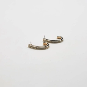 Vintage Silver CZ Oval Hoop Earrings Sunset Look