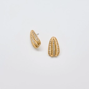 Vintage JS CZ Statement Earrings Golden Light