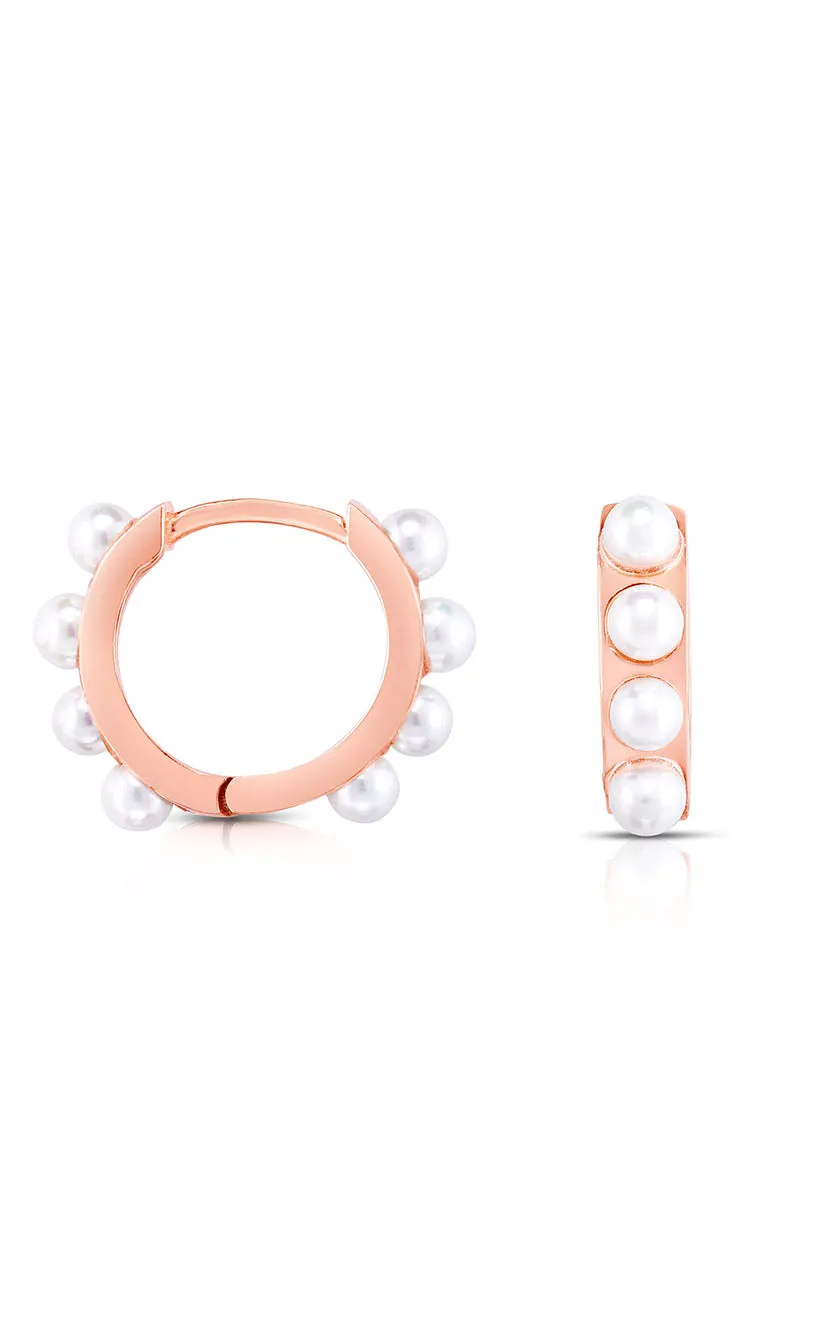Pearl Huggie Hoop Earring Ornate Design