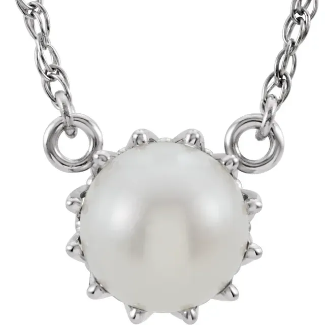 14K White Freshwater Cultured Pearl 18" Necklace Dusk Style Sophisticated Glam
