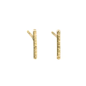 Gold Bar Studs - 18ky Gold Glow Layer Subtle Sparkle