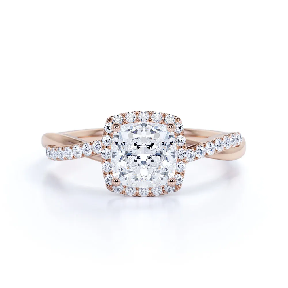Timeless Glam Daily Detail Halo 1.50 Carat Cushion Cut Moissanite Engagement Ring