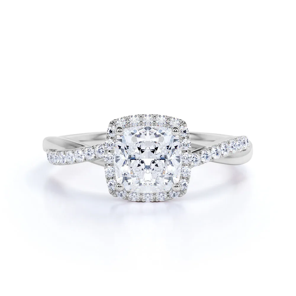 Halo 1.50 Carat Cushion Cut Moissanite Engagement Ring Luxury Touch