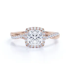 Halo 1.50 Carat Cushion Cut Moissanite Engagement Ring Refined Texture Statement Accessory