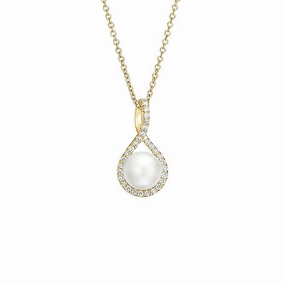 Sleek Radiance 8mm Pav?? Twist Freshwater Cultured Pearl Pendant
