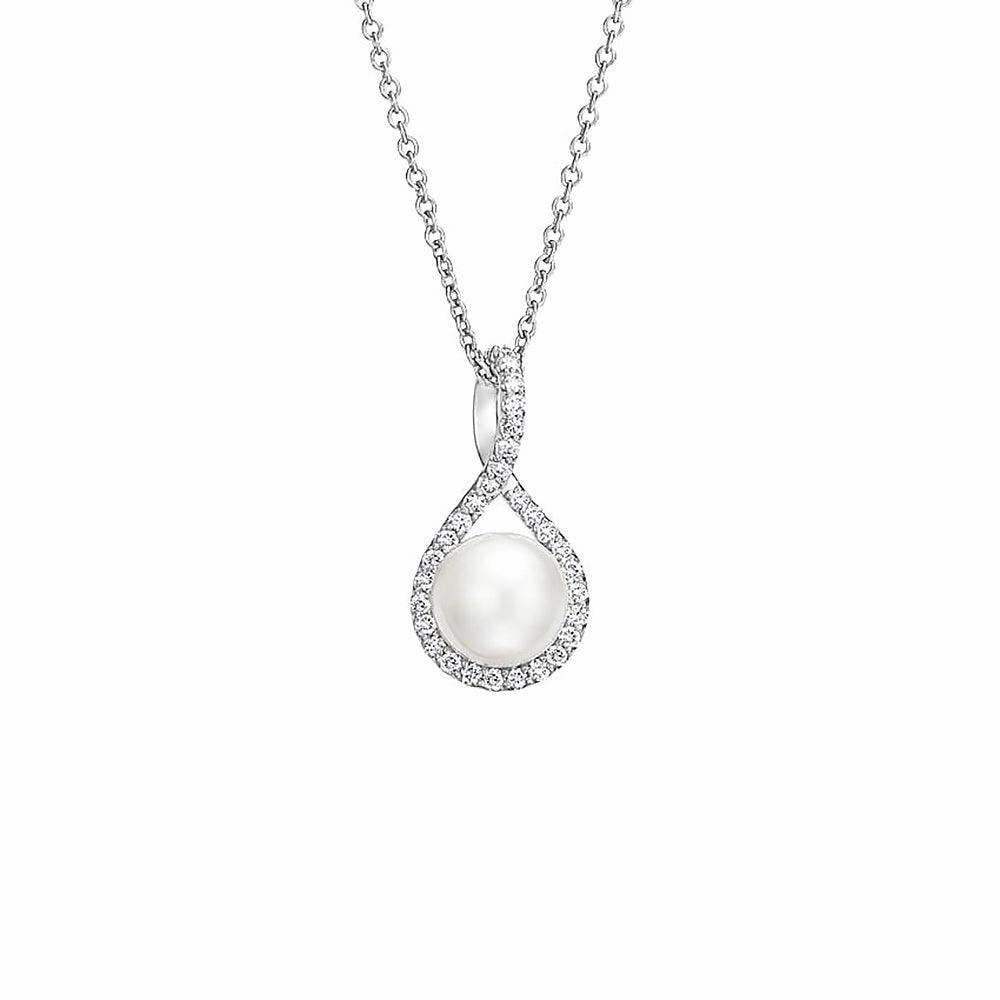 8mm Pav?? Twist Freshwater Cultured Pearl Pendant Lustrous Look