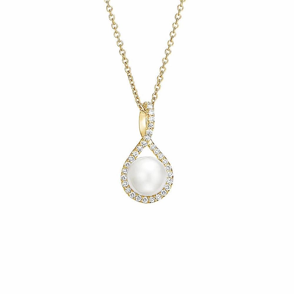 Fashion Pop 8mm Pav?? Twist Freshwater Cultured Pearl Pendant