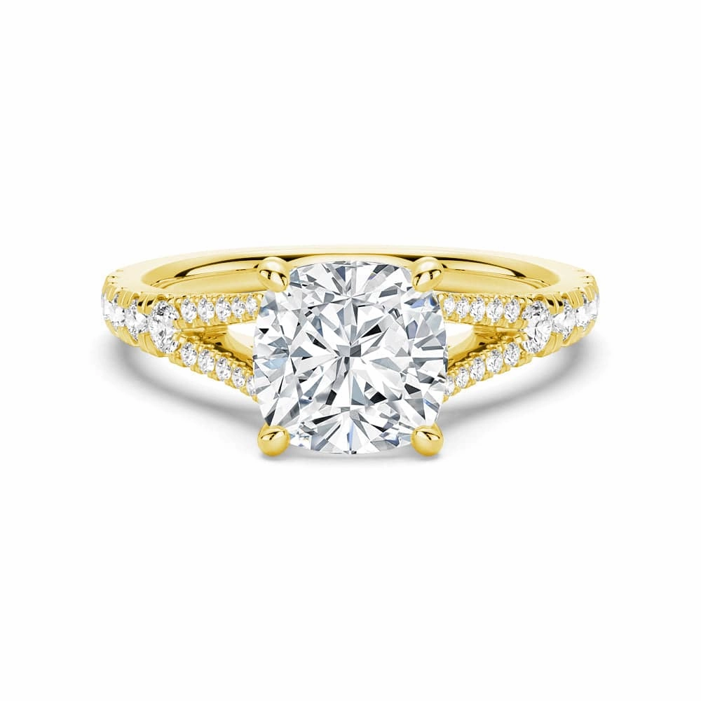 Timeless Shine Craftwork Graceful Sparkle Cushion Cut Split Shank Moissanite Engagement Ring