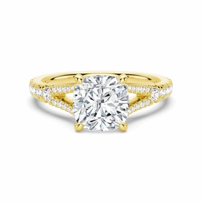 Luxury Tone Cushion Cut Split Shank Moissanite Engagement Ring