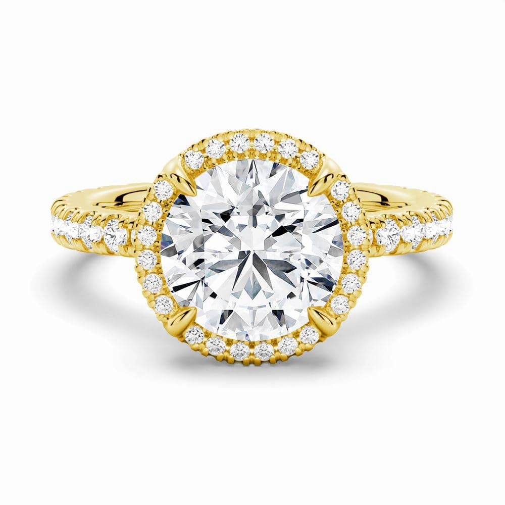 Sleek Radiance Dazzling Piece Half Eternity Round Cut Moissanite Halo Engagement Ring