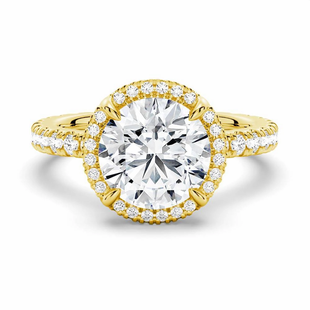 Versatile Piece Half Eternity Round Cut Moissanite Halo Engagement Ring