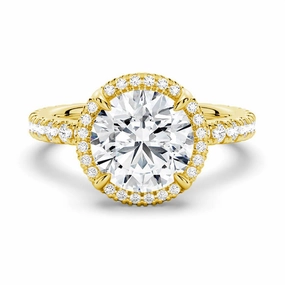 Half Eternity Round Cut Moissanite Halo Engagement Ring Versatile Accessory Textured Accent