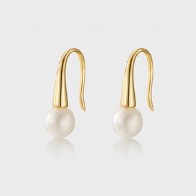 Gold and Pearl Earrings Evening Jewelry Pearlescent Adornment