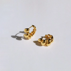 Shiny Gem Close Focus Chunky Twisted Rope Croissant Hoop Earrings