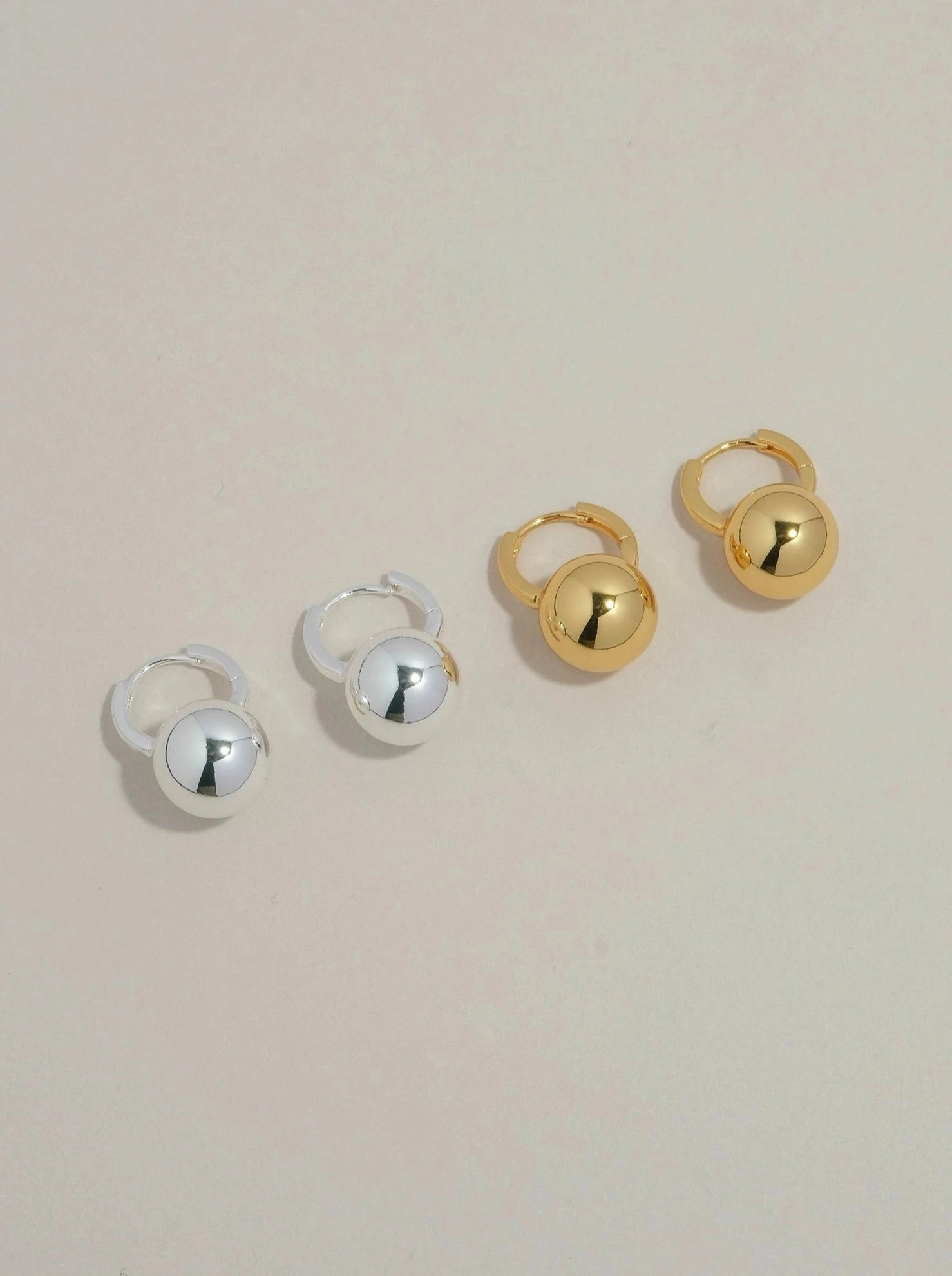 Night Appeal Refined Pieces Mischief Sphere Dangle Hoop Earrings Gold & Silver