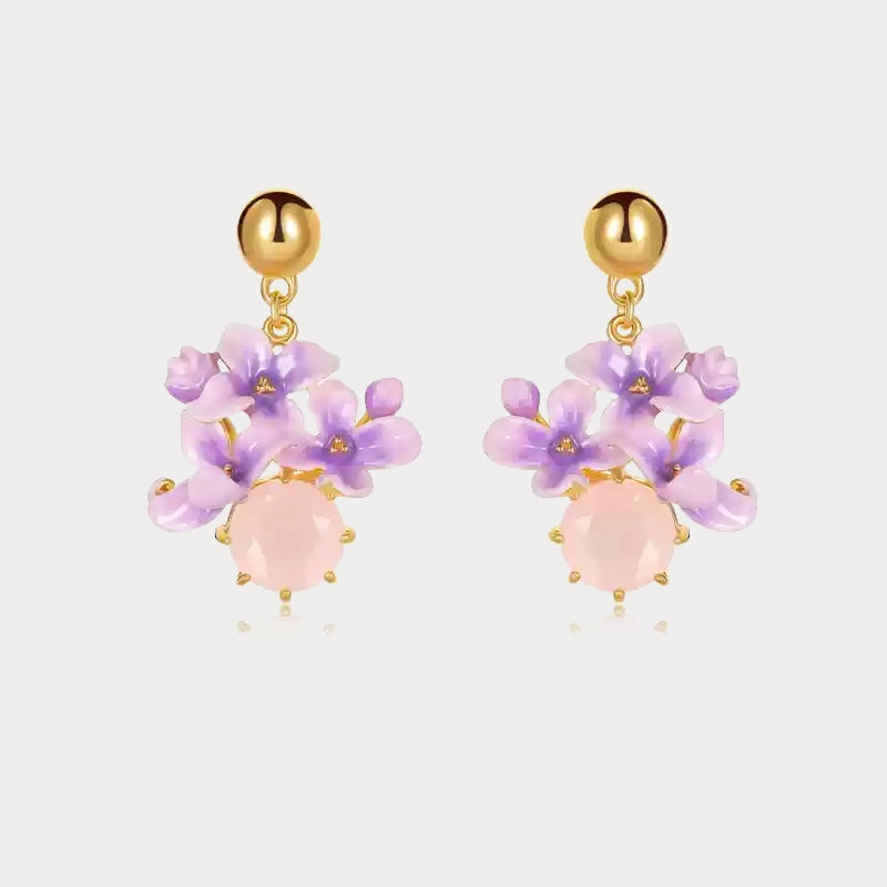 Early Lilac Pink Crystal Earrings Glossy Touch