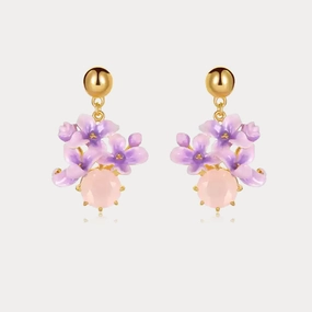 Contemporary Finish Early Lilac Pink Crystal Earrings
