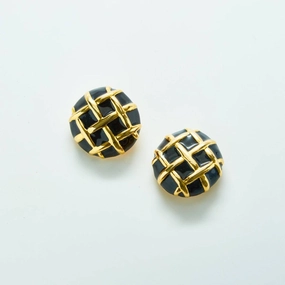 Evening Ready Distinctive Accent Vintage Gold and Black Criss Cross Earrings