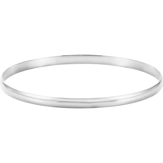 Premium Pick 14K White 4 mm Half Round Bangle 7 1/2" Bracelet