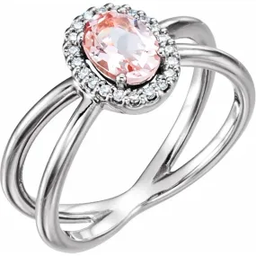 14K White Morganite & .08 CTW Diamond Ring Sharp Angle City Logo