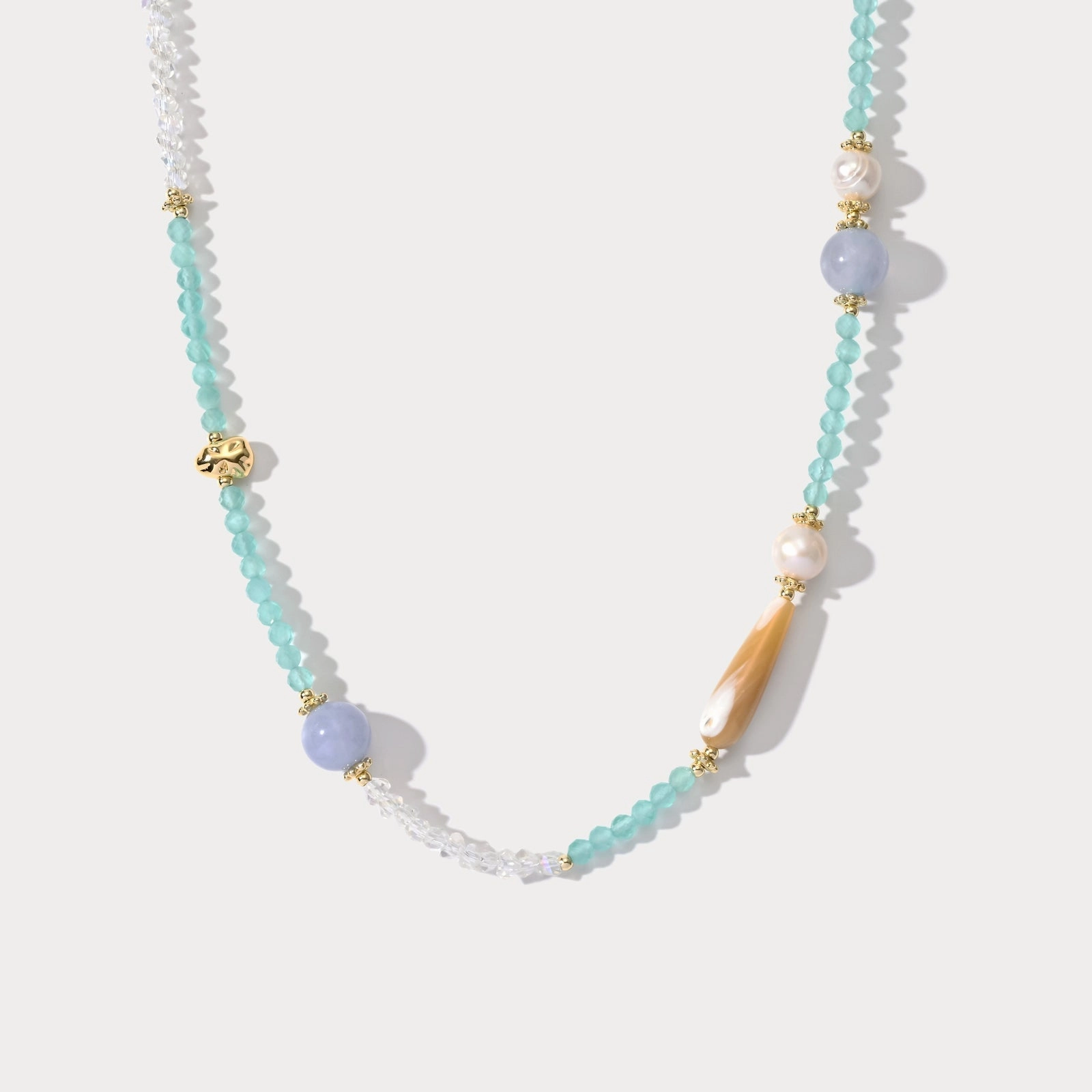 City Style Inspiring Gift Peppermint Natural Stone Beaded Necklace