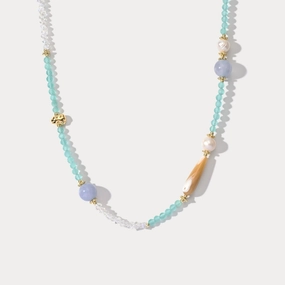 City Style Inspiring Gift Peppermint Natural Stone Beaded Necklace