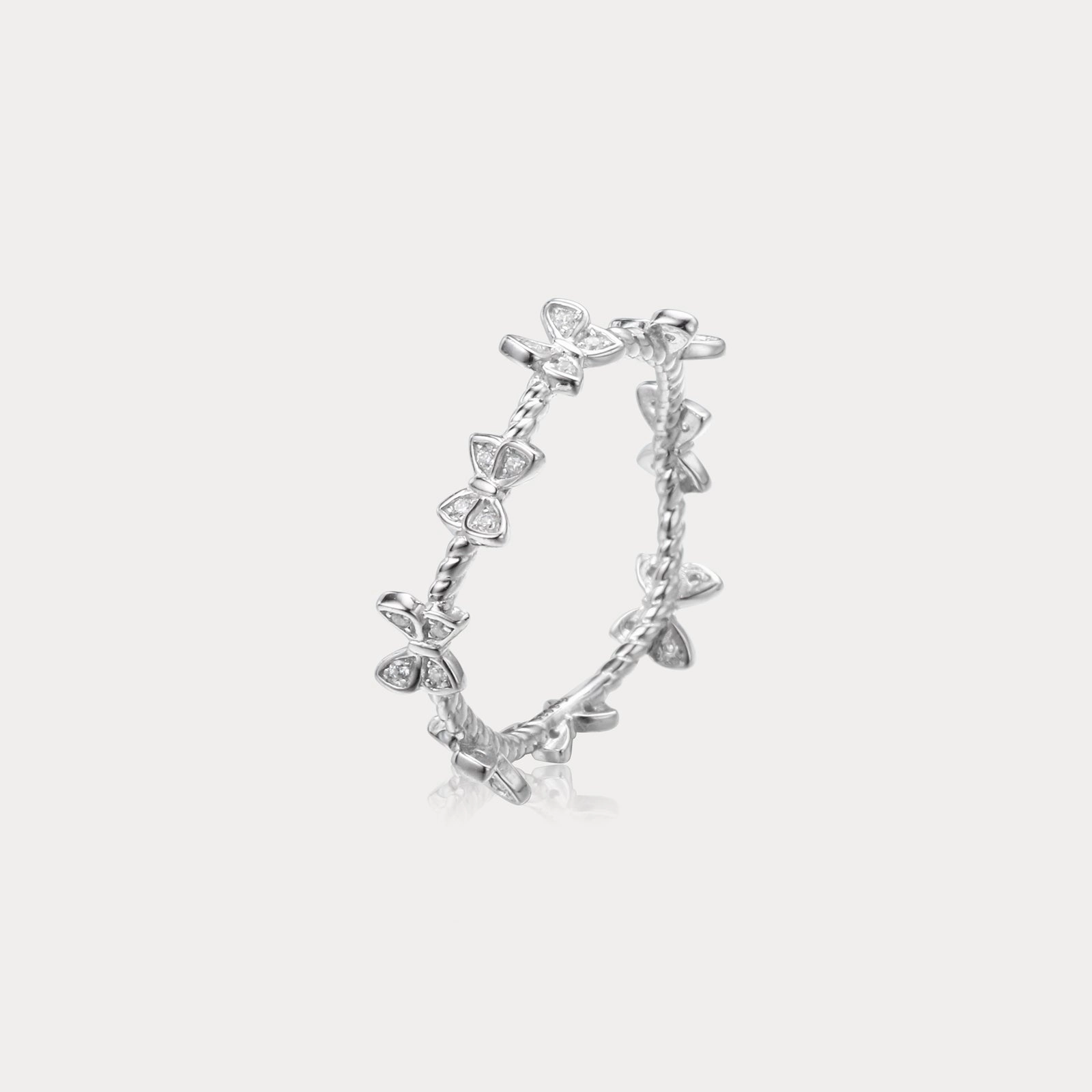 Butterfly Diamond Ring Polished Accent