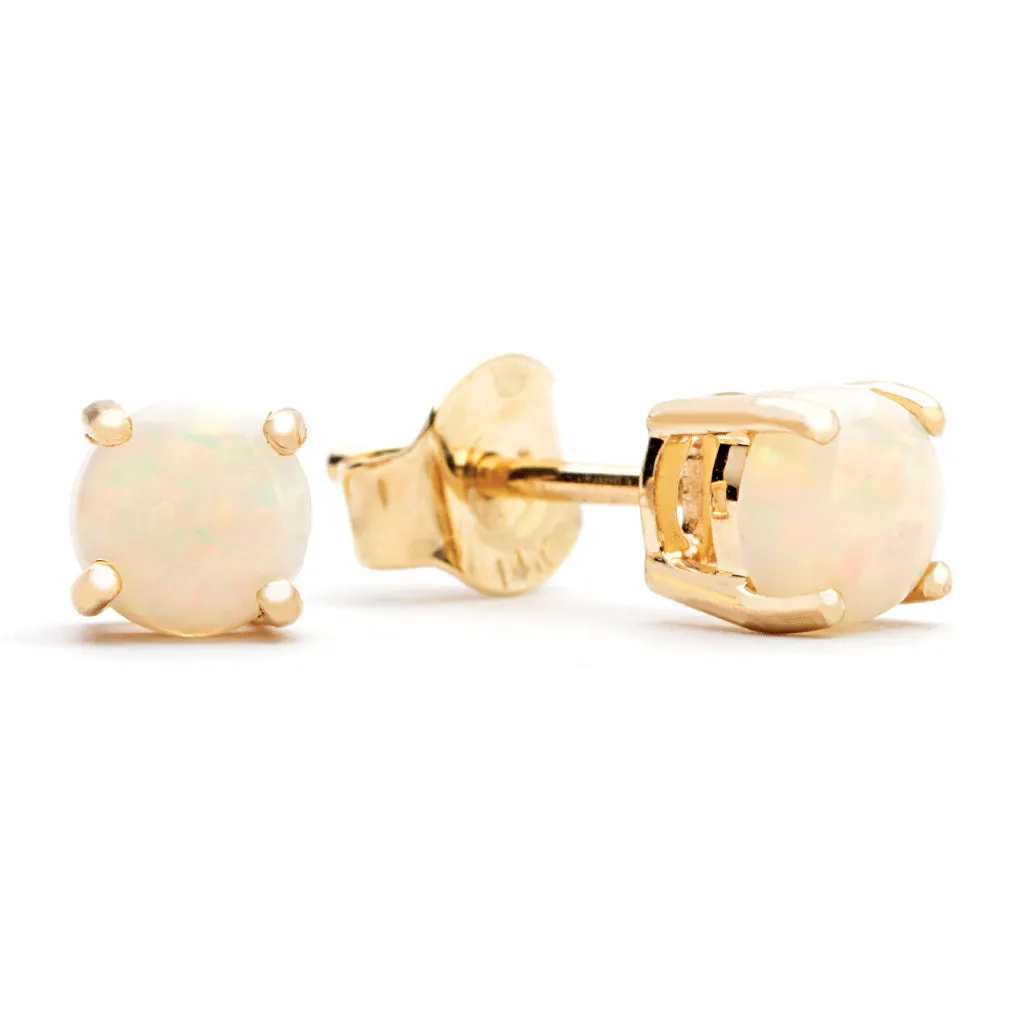 Formal Gift Cabochon Opals Solitaire/Stud Earrings in 14K Yellow Gold (0.67ctw)
