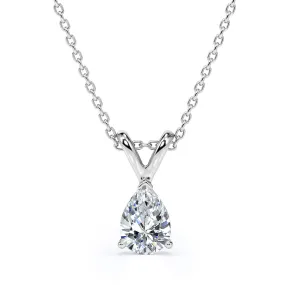 Contemporary Accent exquisite design Captivating 1 Carat Teardrop Moissanite Pendant Necklace in 18K White Gold Plating over Silver