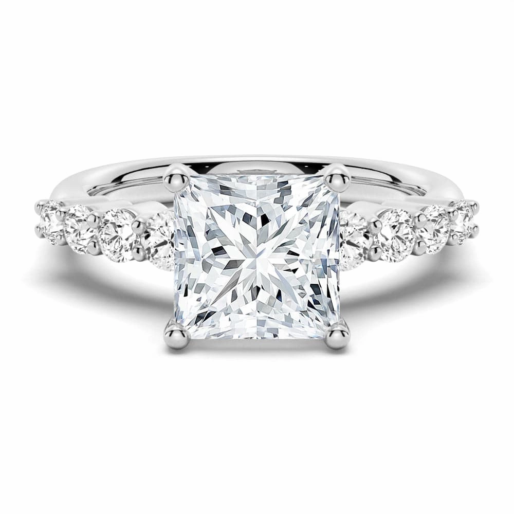 Classic Shared Prong Princess Cut Moissanite Engagement Ring Delicate Charm Distinctive Edge