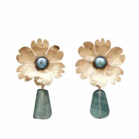 Everyday Design Carnation Bronze Aquamarine Earring