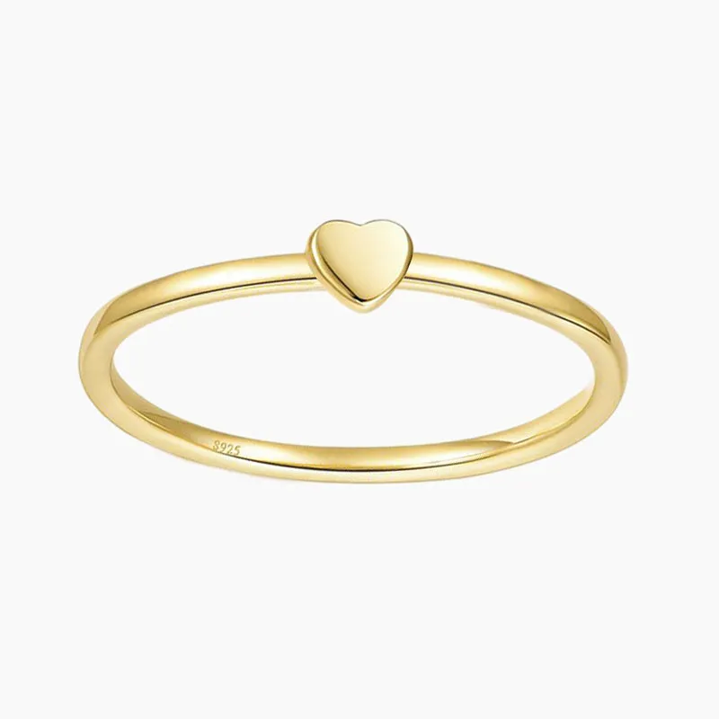 Stackable Gold Plated Heart Ring Fashionable Shine Finish
