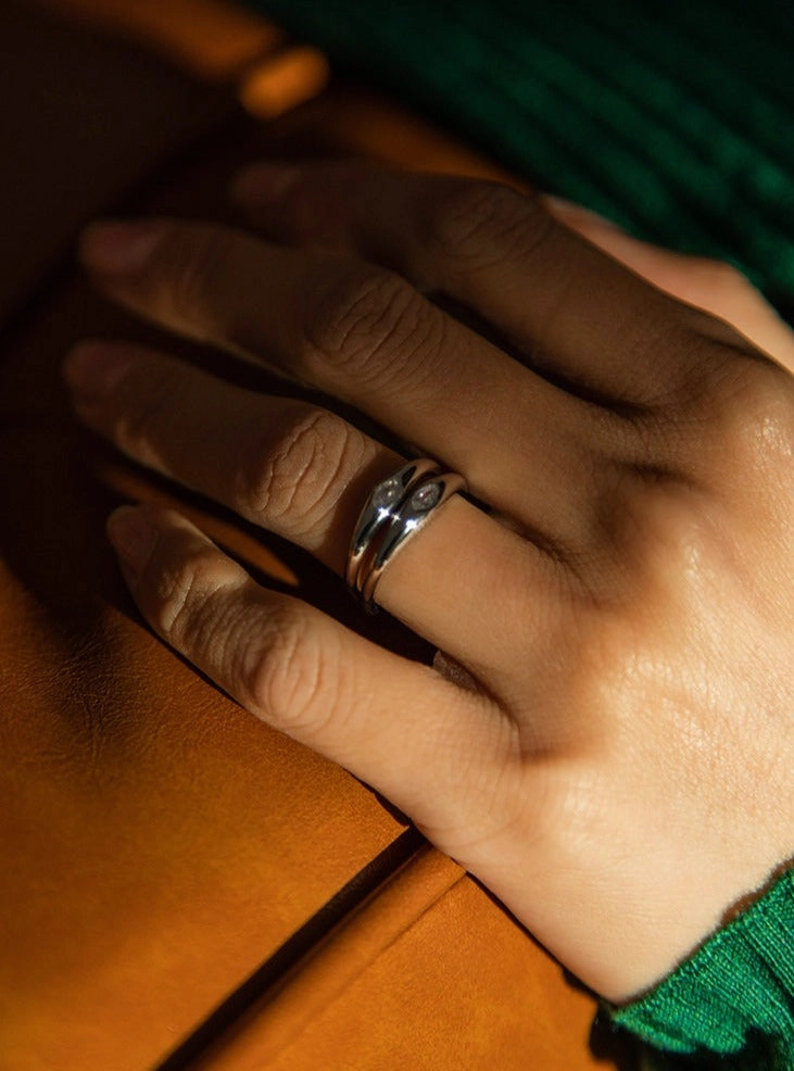 Cat's Eye Slim Band Ring with CZs Top Pick