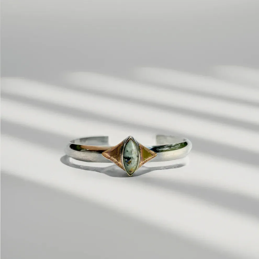 Casual Vibe Celestial Cuff - Oxidized Brass, Sterling Silver   African Turquoise
