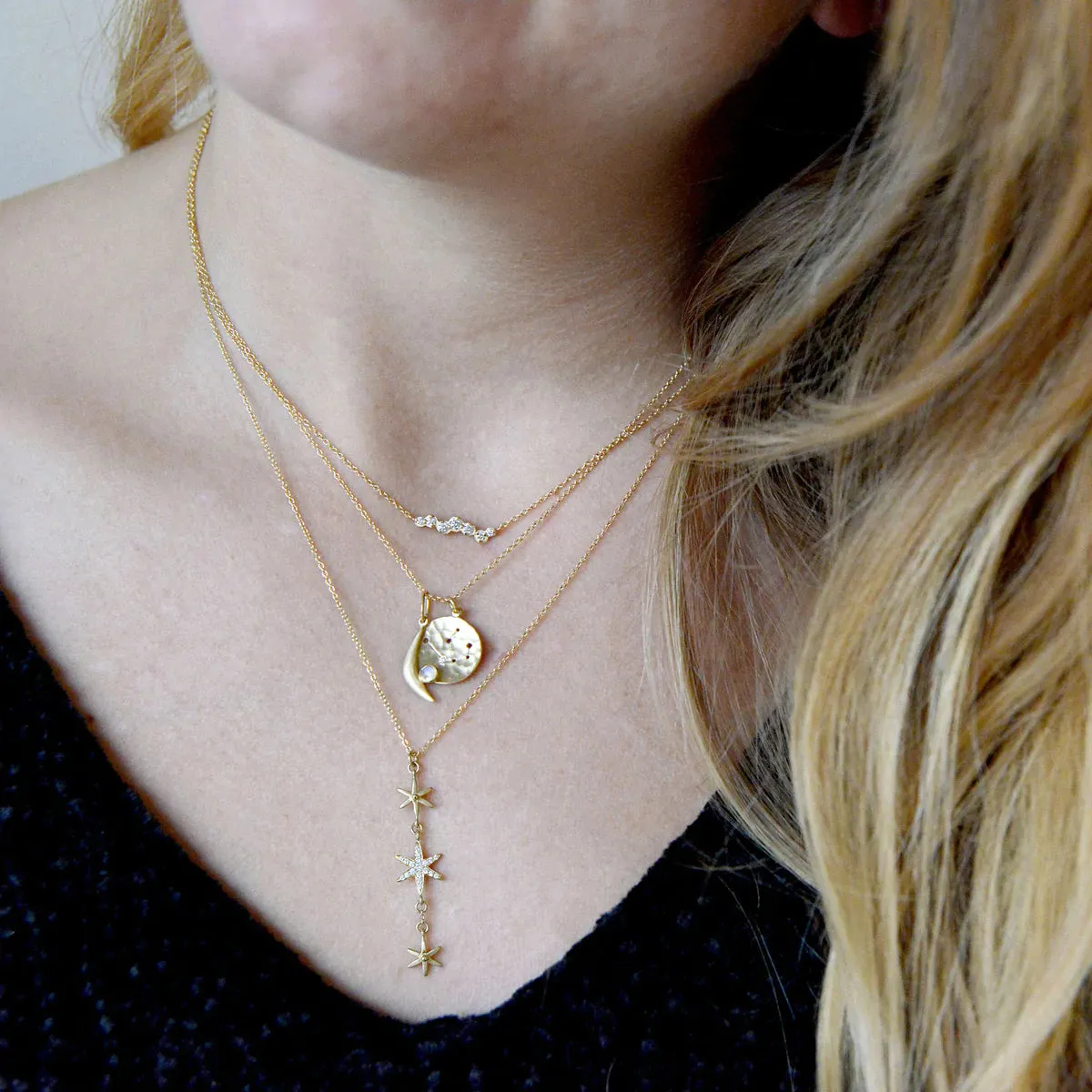 Celestial Sign Necklaces - 18k Gold   Diamond Graceful Detail