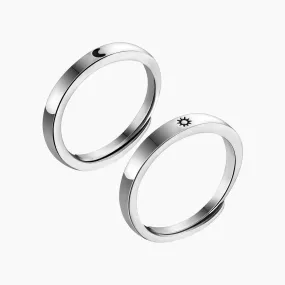 Celestial Sun & Moon Sterling Silver Couple Ring Sophisticated Appeal
