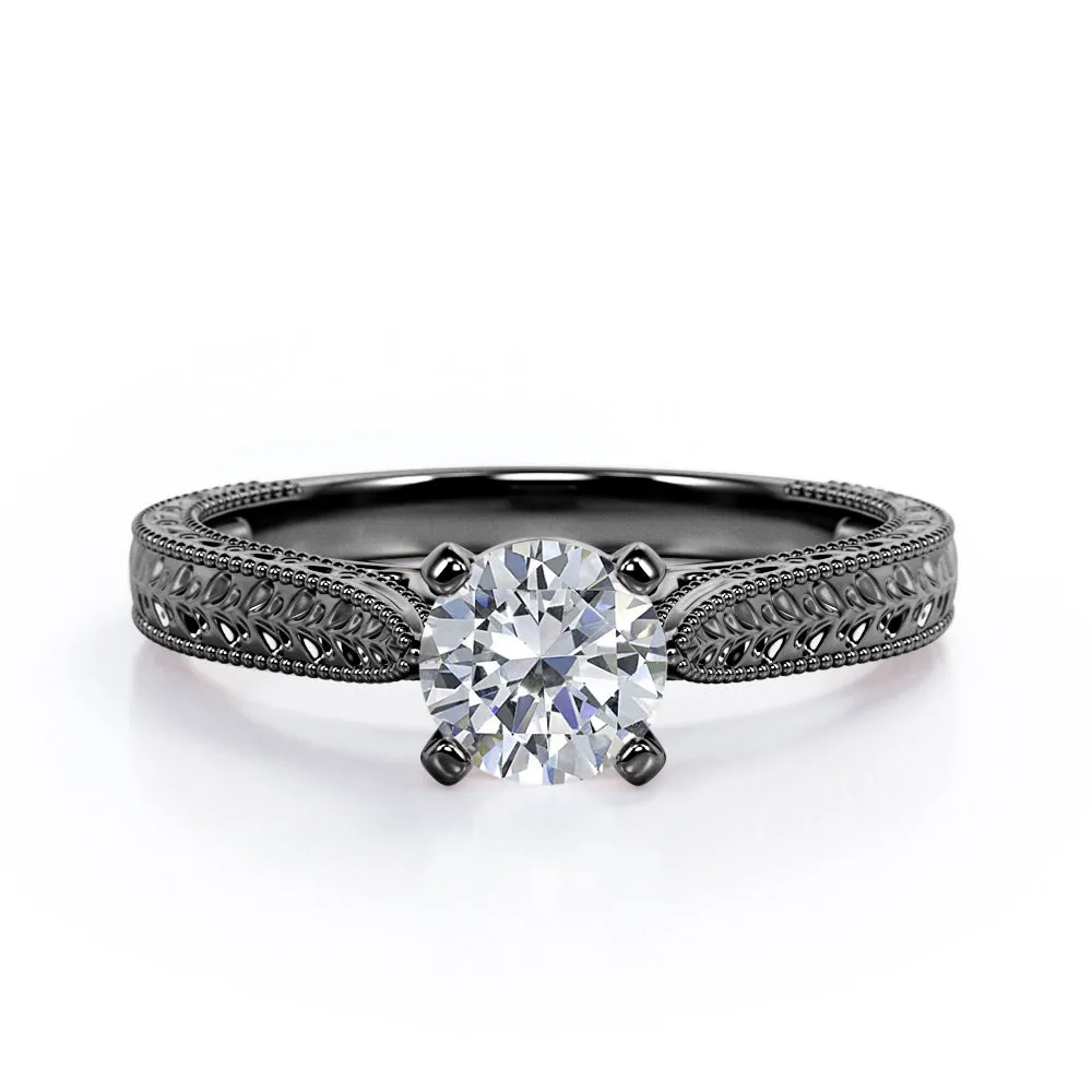 Certified 1 CT Round Lab Diamond Antique Solitaire Engagement Ring Romantic Gesture